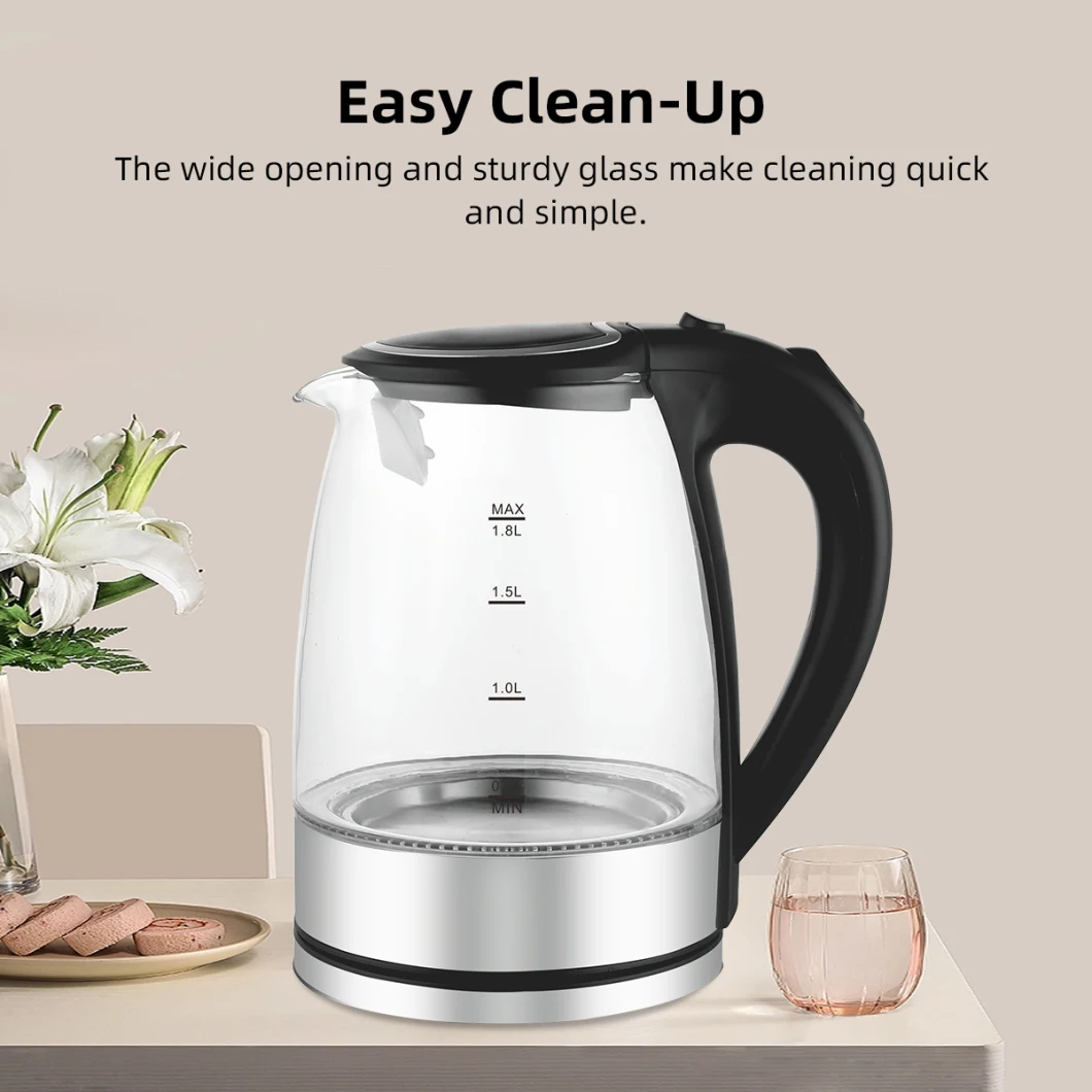 Home Appliance Glass Kettles Hervidor De Agua Electric Jug Kettle New ABS Plastic Electric Kettle 1.8 Liters